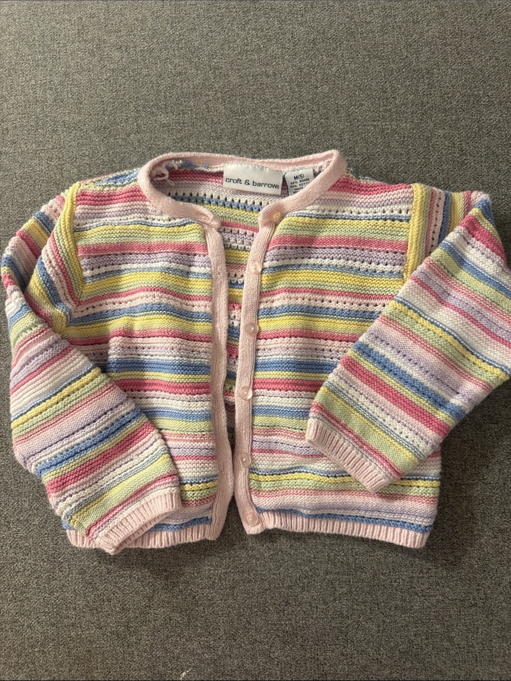 5/$15- croft & barrow Pink Multicolor Striped Knit Cardigan